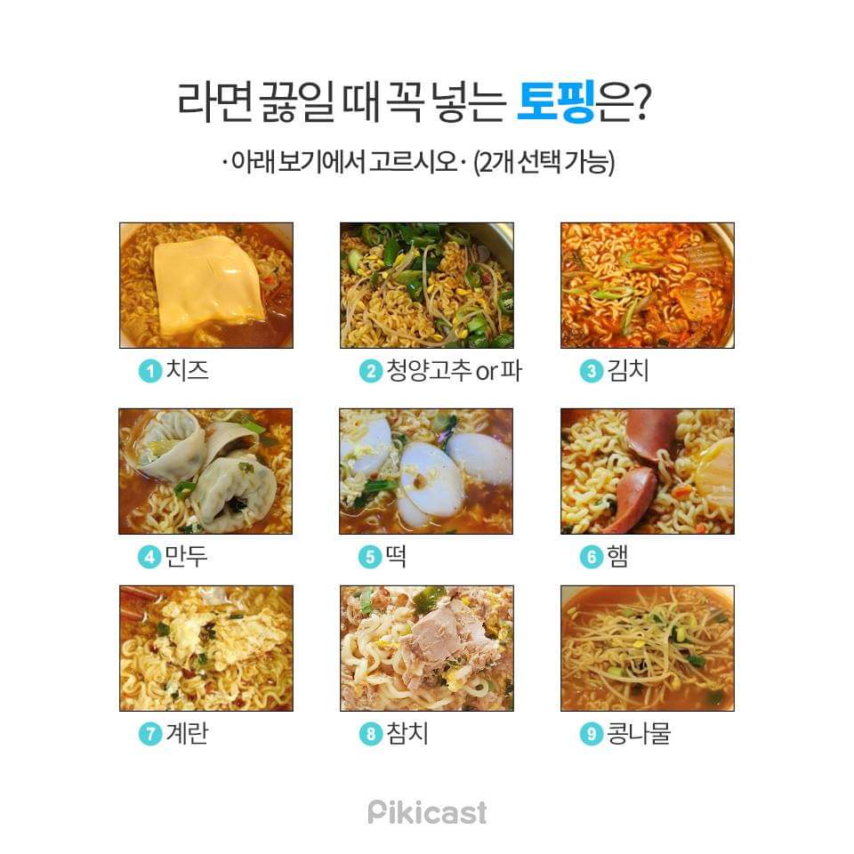 웹진 인벤 : 다음 중 선호하는 라면 토핑은? - 오픈이슈갤러리 다음 중 선호하는 라면 토핑은?