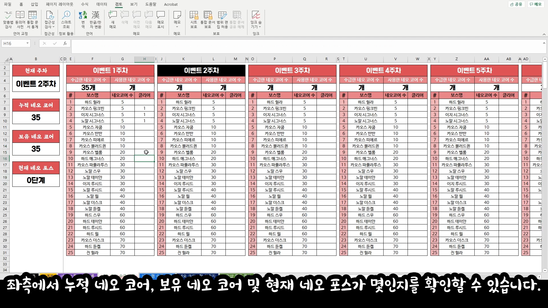 20201214 가계부 기능 탑재 네오 캐슬 코인샵 엑셀 | 메이플 인벤