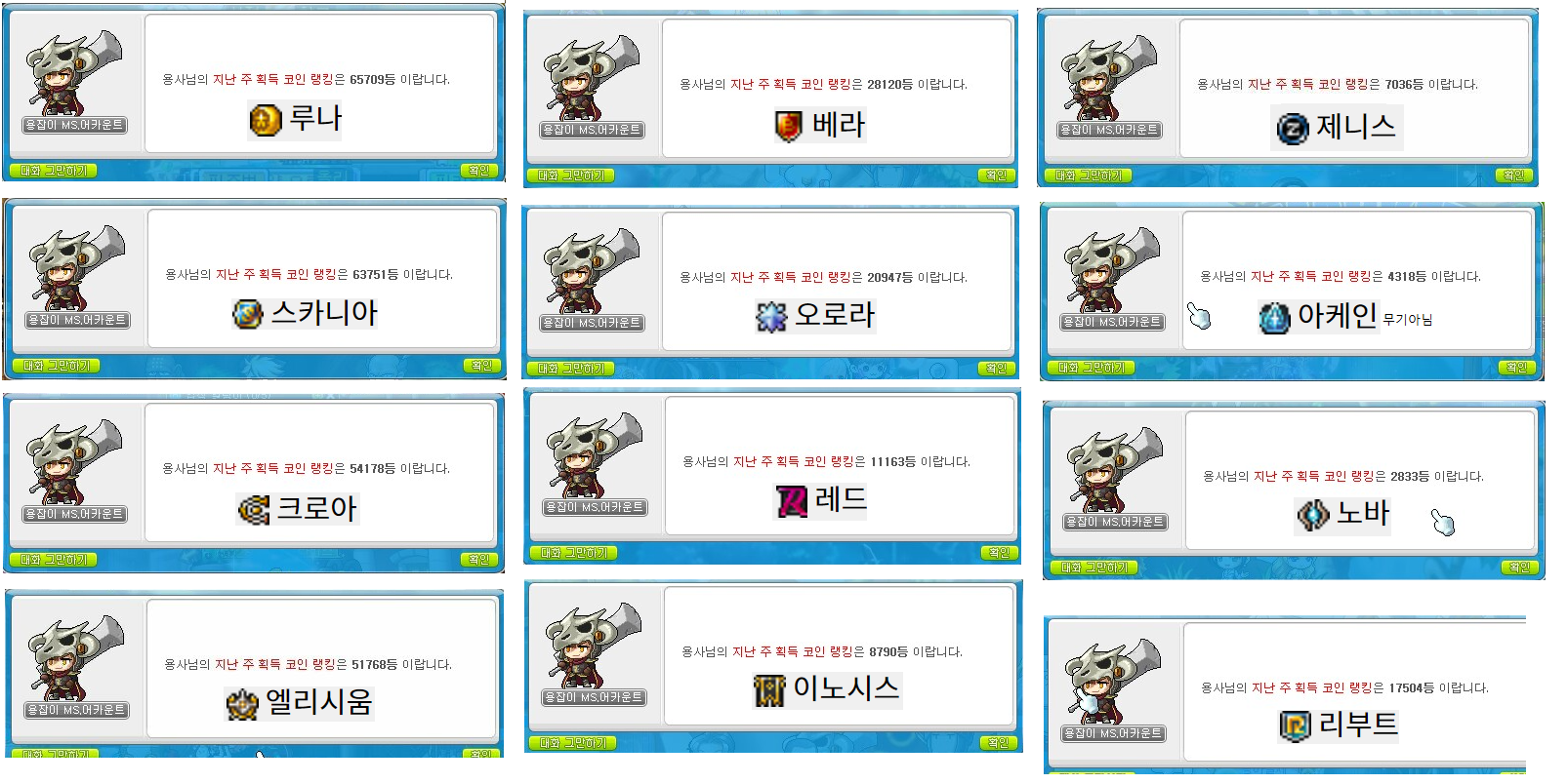 각 서버 실제 유저 수는 몇 명일까? 최종 결과 | 메이플 인벤