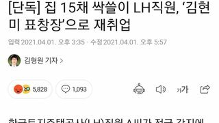 집 15채 싹쓸이 LH직원, ‘김현미 표창장’으로 재취업
