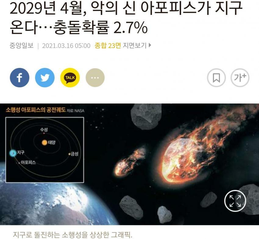 메이플스토리 인벤 : 2029년에 운석과 충돌.jpg - 메이플스토리 인벤 자유게시판