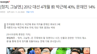 2012 대선 4개월 前 박근혜 40%, 문재인 14%
