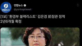 [1보] '환경부 블랙리스트' 김은경 前장관 징역 2년6개월 확정
