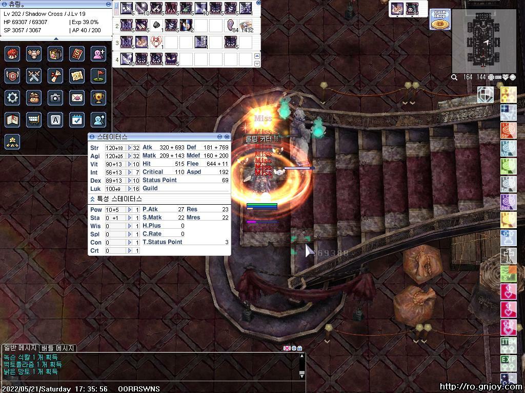 멍청이의 200렙 쉐크 전직이후의 느낌 | 라그 인벤