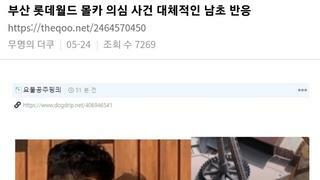 롯데월드 몰카 남초 반응에 대한 여초 반응