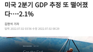 미국 2분기 GDP 추정 또 떨어졌다…-2.1%