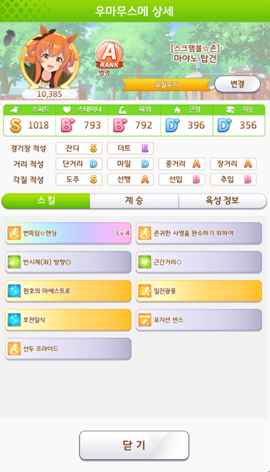 우마무스메:프리티 더비 인벤 : 탑건 장거리용 두마리키웠는데 어떤게 더 좋나요? - 우마무스메 자유 게시판