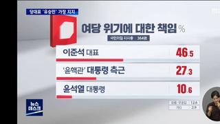 국민의힘 지지층, 여당 위기 책임 이준석 46.5%