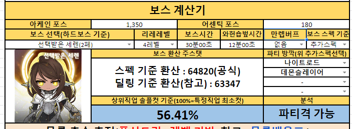 환산스탯 업데이트(9월16일자) | 메이플 인벤