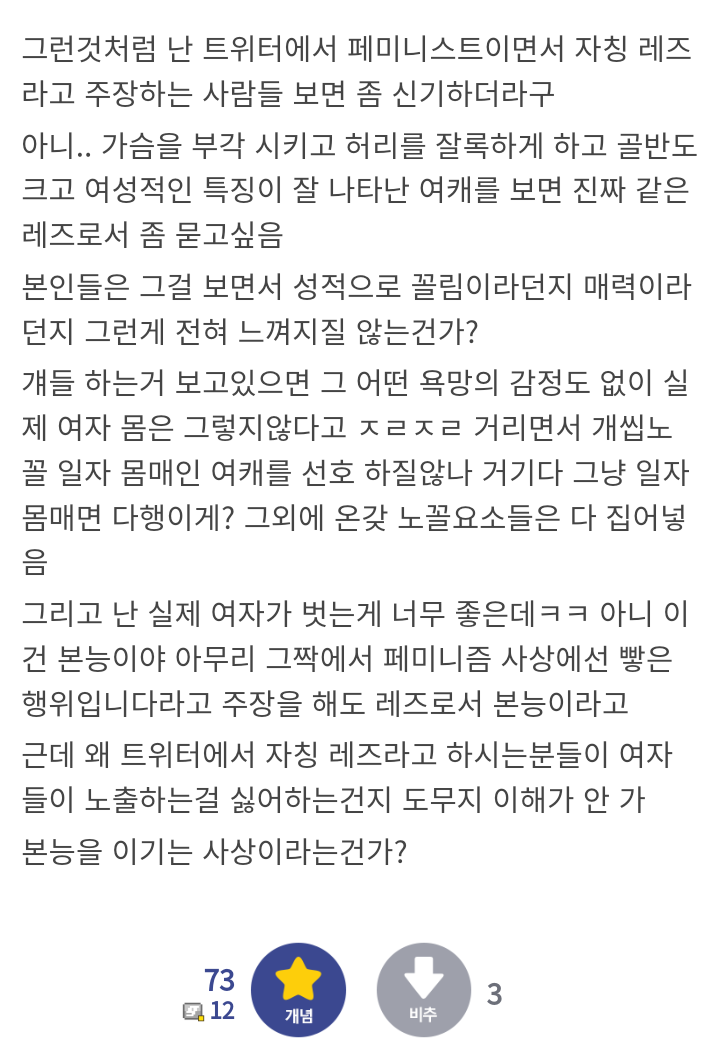 트위터 레즈페미들이 이해가 안되는 레즈비언.Jpg | 웹진 인벤 - 인벤