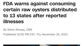[CNN] FDA 한국산 생굴 섭취 하지 않은 것을 13개주에 권고함