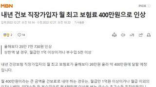 건보 직장가입자 월 최고 400만원으로 인상