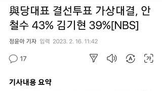 與당대표 결선투표 가상대결, 안철수 43% 김기현 39%[NBS]