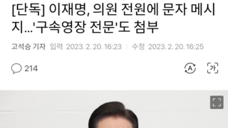 [단독] 이재명, 의원 전원에 문자 메시지…'구속영장 전문'도 첨부