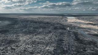 러시아의 우크라이나 침공으로 마을이 완전히 파괴된 모습