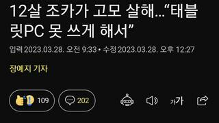 12살 조카가 고모 살해…“태블릿PC 못 쓰게 해서”