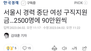 서울시 경력 중단 여성 구직지원금…2500명에 90만원씩
