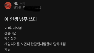 게임 잘해서 차였다는 눈나