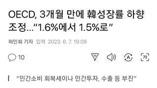 OECD, 3개월 만에 韓성장률 하향 조정…“1.6%에서 1.5%로”