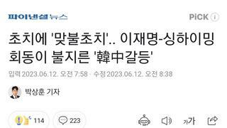 초치에 '맞불초치'.. 이재명-싱하이밍 회동이 불지른 '韓中갈등'