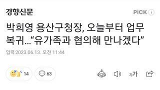 박희영 용산구청장, 오늘부터 업무 복귀…“유가족과 협의해 만나겠다”