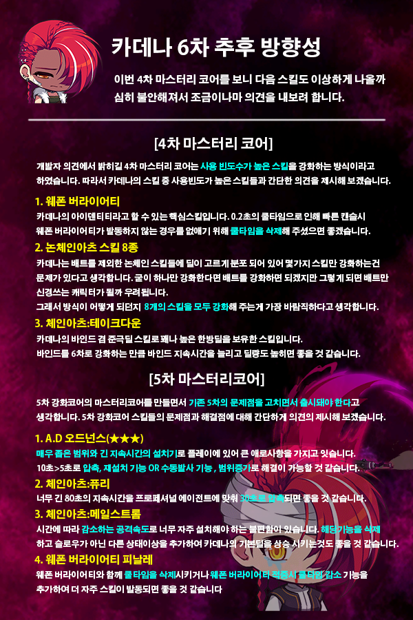 메이플스토리 인벤 : 6차 마스터리코어 4차 및 5차 추천안? - 메이플스토리 인벤 도적 직업게시판 6차 마스터리코어 4차 및 5차 추천안?