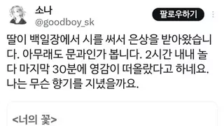 딸이 백일장에서 은상을 받았어요