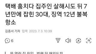 택배 훔치다 집주인 살해시도 뒤 7년만에 잡힌 30대, 징역 12년 불복 항소