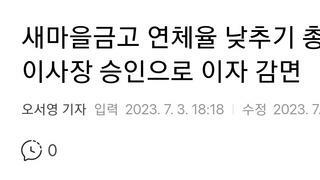 새마을금고 연체율 낮추기 총력…이사장 승인으로 이자 감면