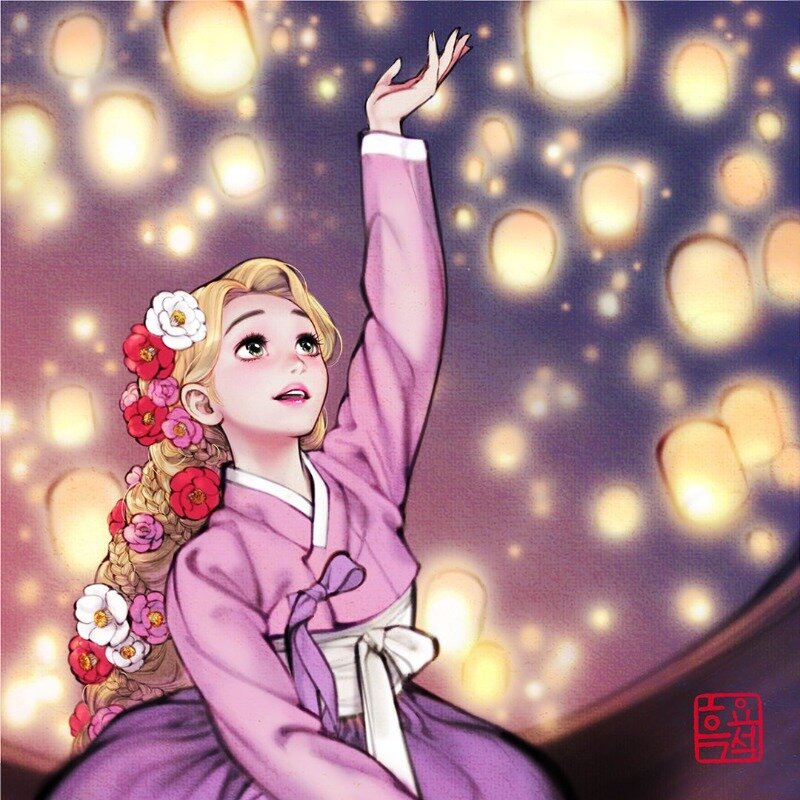 웹진 인벤 : 한복 입은 디즈니 캐릭터 일러 - 오픈이슈갤러리 한복 입은 디즈니 캐릭터 일러