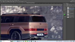 신형 산타페 후면 램프를 위로 올려보았다