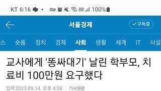 치료비 100만원 요구한 똥 기저귀 학부모