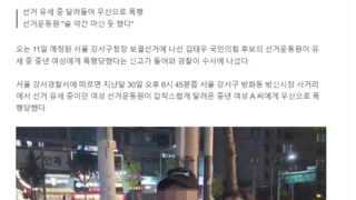 국짐 강서구청장선거운동중  폭행