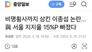 비명횡사까지 삼킨 이종섭 논란…與 서울 지지율 15%P 빠졌다