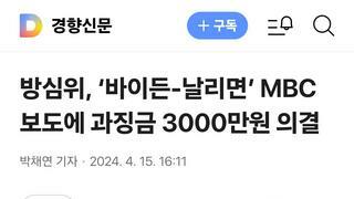방심위, ‘바이든-날리면’ MBC 보도에 과징금 3000만원 의결