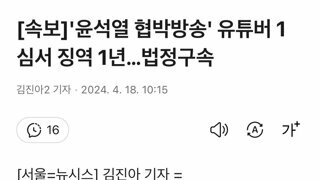 속보]'윤석열 협박방송' 유튜버 1심서 징역 1년…법정구속