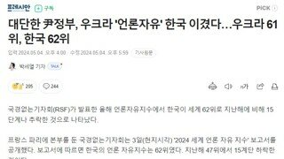 윤석열이 결국 해냈다 / 언론자유지수 우크라 61위 한국 62위 / 구라 아님 펙트임