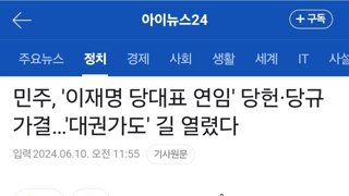 민주, '이재명 당대표 연임' 당헌·당규 가결…'대권가도' 길 열렸다
