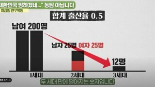 대한민국 출산율 0.5 몰락 속도