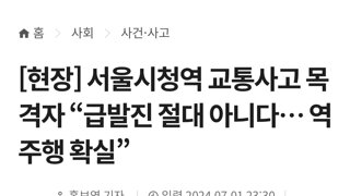 [현장] 서울시청역 교통사고 목격자 “급발진 절대 아니다… 역주행 확실”