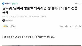 권익위, '김여사 명품백 의혹사건' 종결처리 의결서 전문 공개