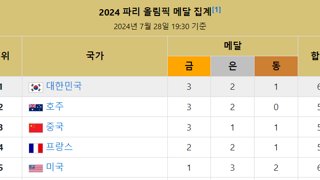 실시간] 대한민국, 파리 올림픽 메달 순위 1위