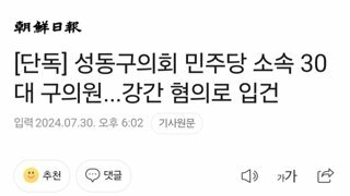 단독-조선] 30대 민주당 성동구의원...성폭행 혐의로 입건
