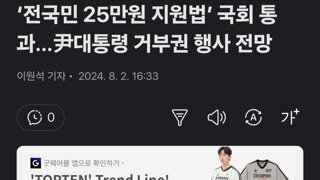 ‘전국민 25만원 지원법’ 국회 통과…尹대통령 거부권 행사 전망