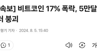 [속보] 비트코인 17% 폭락, 5만달러 붕괴