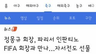 피파 회장 만나서 자기 자서전 선물한 정몽규