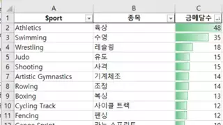 파리 올림픽 종목별 금메달 수 내림차순