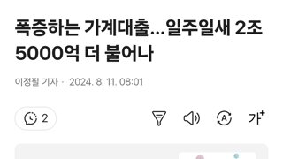 폭증하는 가계대출…일주일새 2조5000억 더 불어나