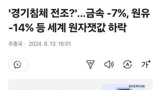 '경기침체 전조?'…금속 -7%, 원유 -14% 등 세계 원자잿값 하락