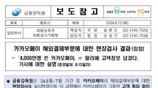 카카오페이가 알리에넘긴 정보들을 알려주는 금감원